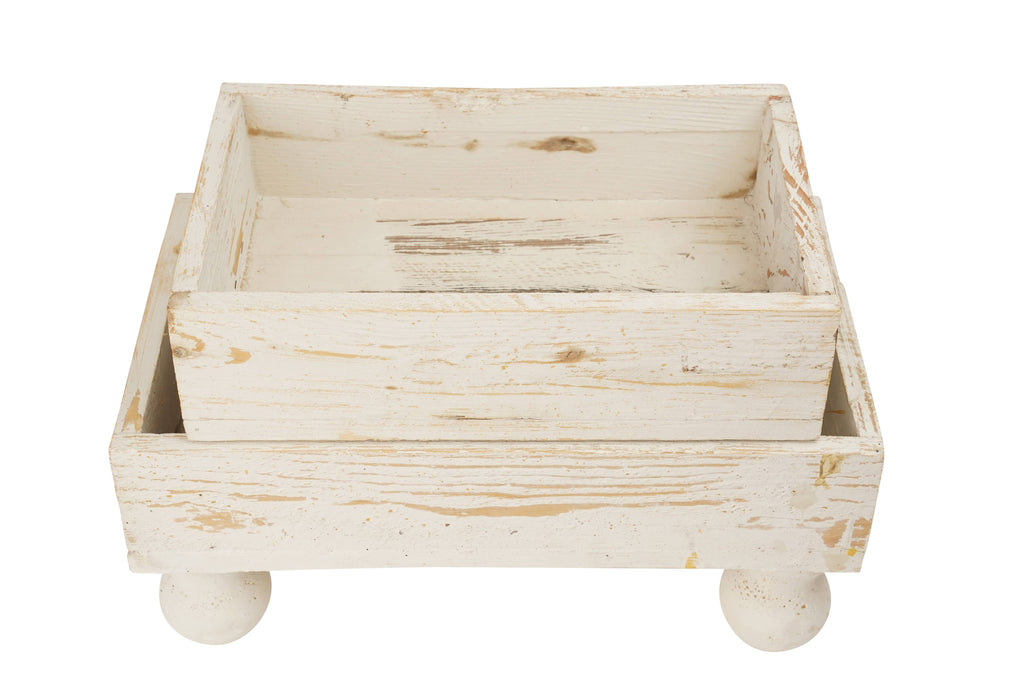 Temple Garden Planter Set of 2-Farmhouse Trays- White
