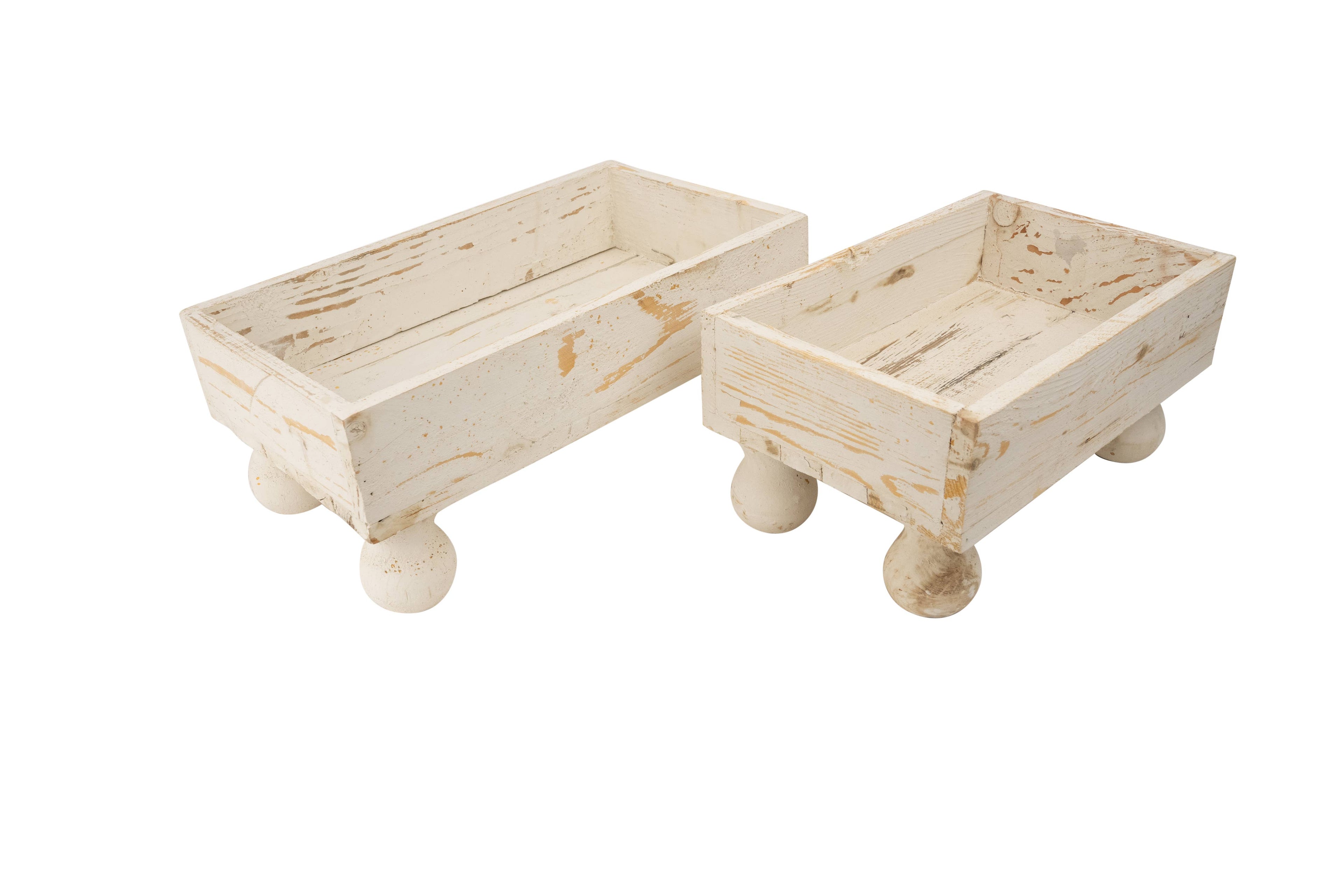 Temple Garden Planter Set of 2-Farmhouse Trays- White