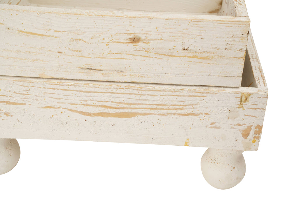 Temple Garden Planter Set of 2-Farmhouse Trays- White