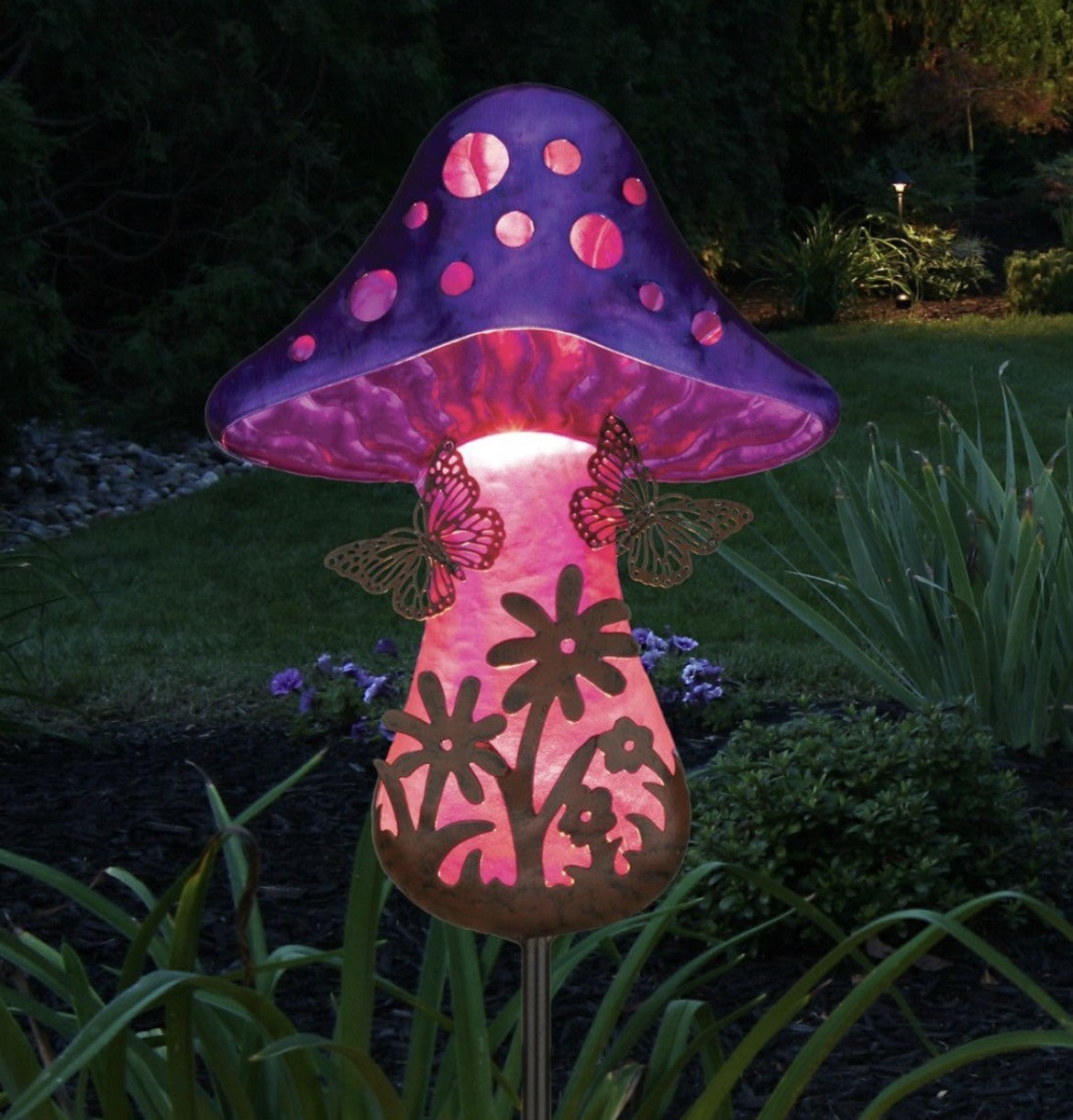 Fantasy Mushroom Solar Stake - Butterfly