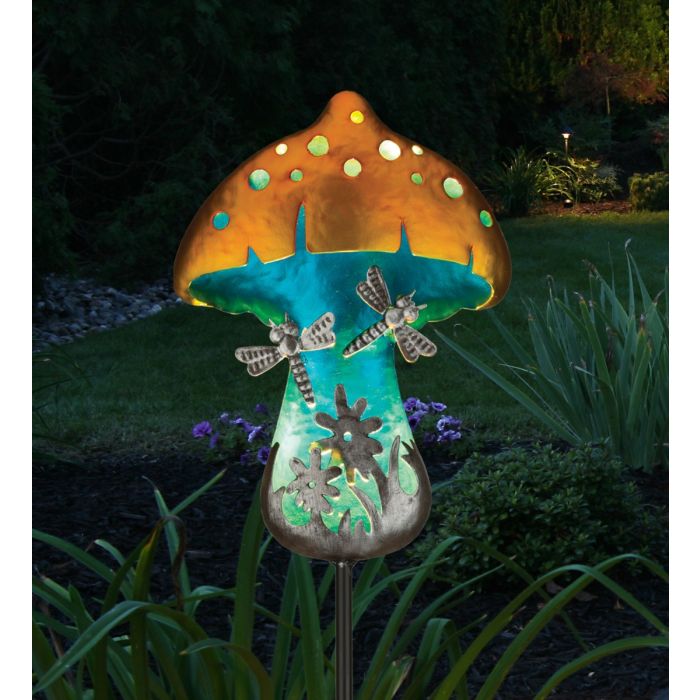 Fantasy Mushroom Solar Stake - Dragonfly