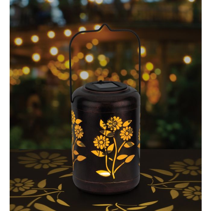 Flower Solar Shadow Lantern - Gold
