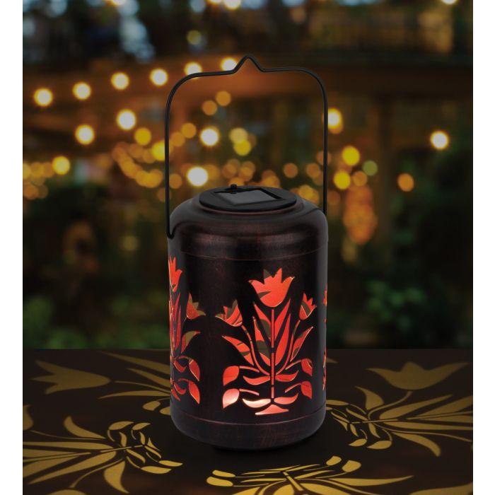 Flower Solar Shadow Lantern - Red