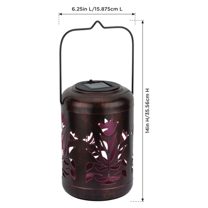 Flower Solar Shadow Lantern - Red