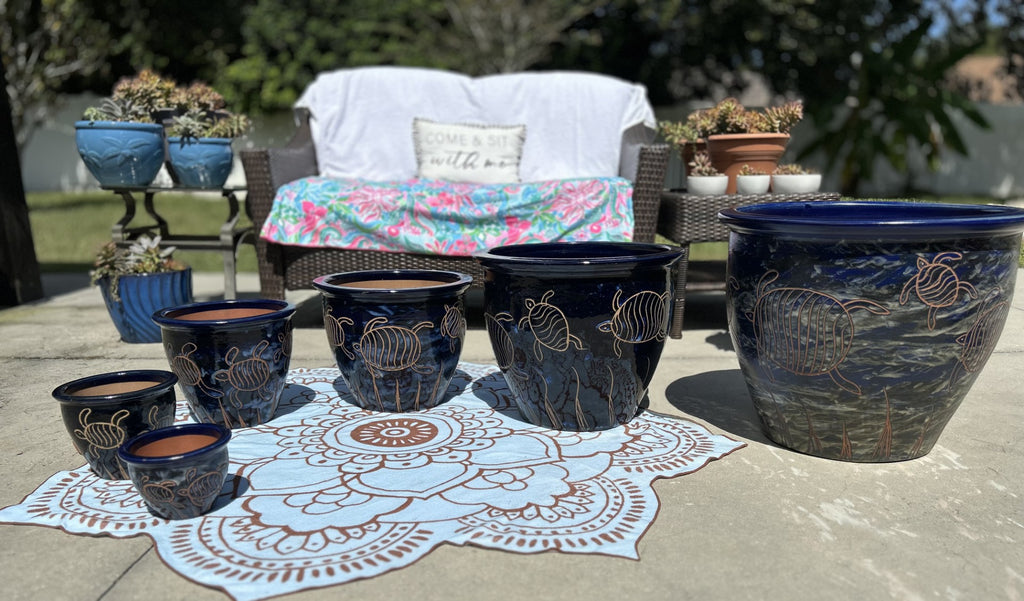 Hand Carved Pots - Turtles