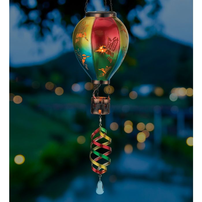 Hot Air Balloon Spinner Solar Lantern - Hummingbird
