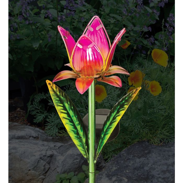 Mini Solar Garden Stake - Pink Tulip
