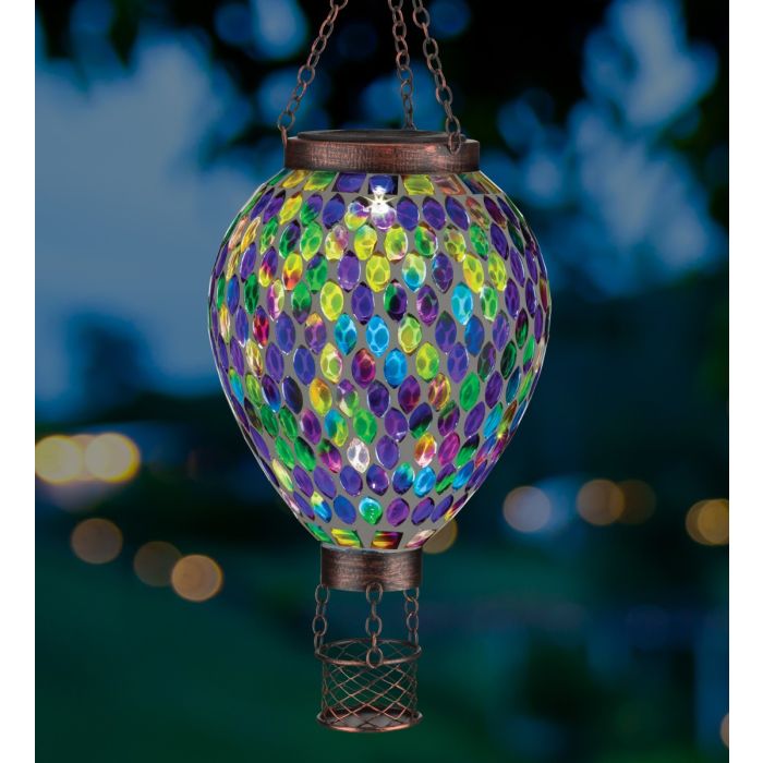 Mosaic Hot Air Balloon Solar Lantern Multi Colored