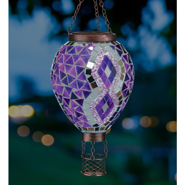 Mosaic Hot Air Ballon Solar Lantern - Purple