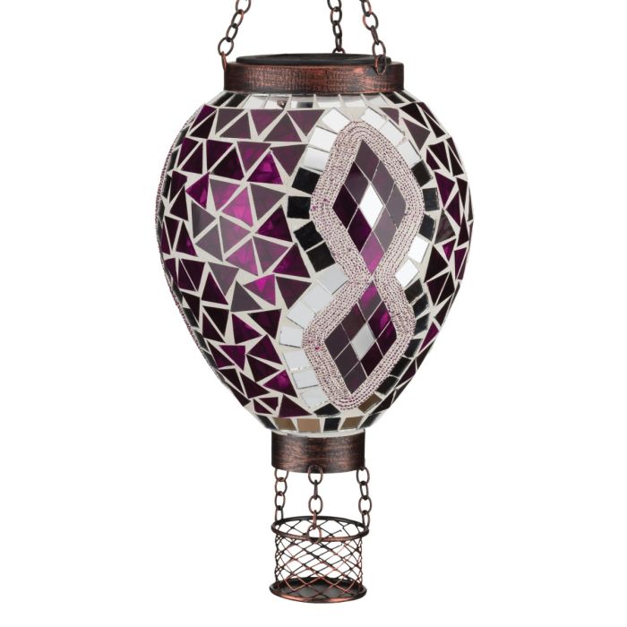 Mosaic Hot Air Ballon Solar Lantern - Purple