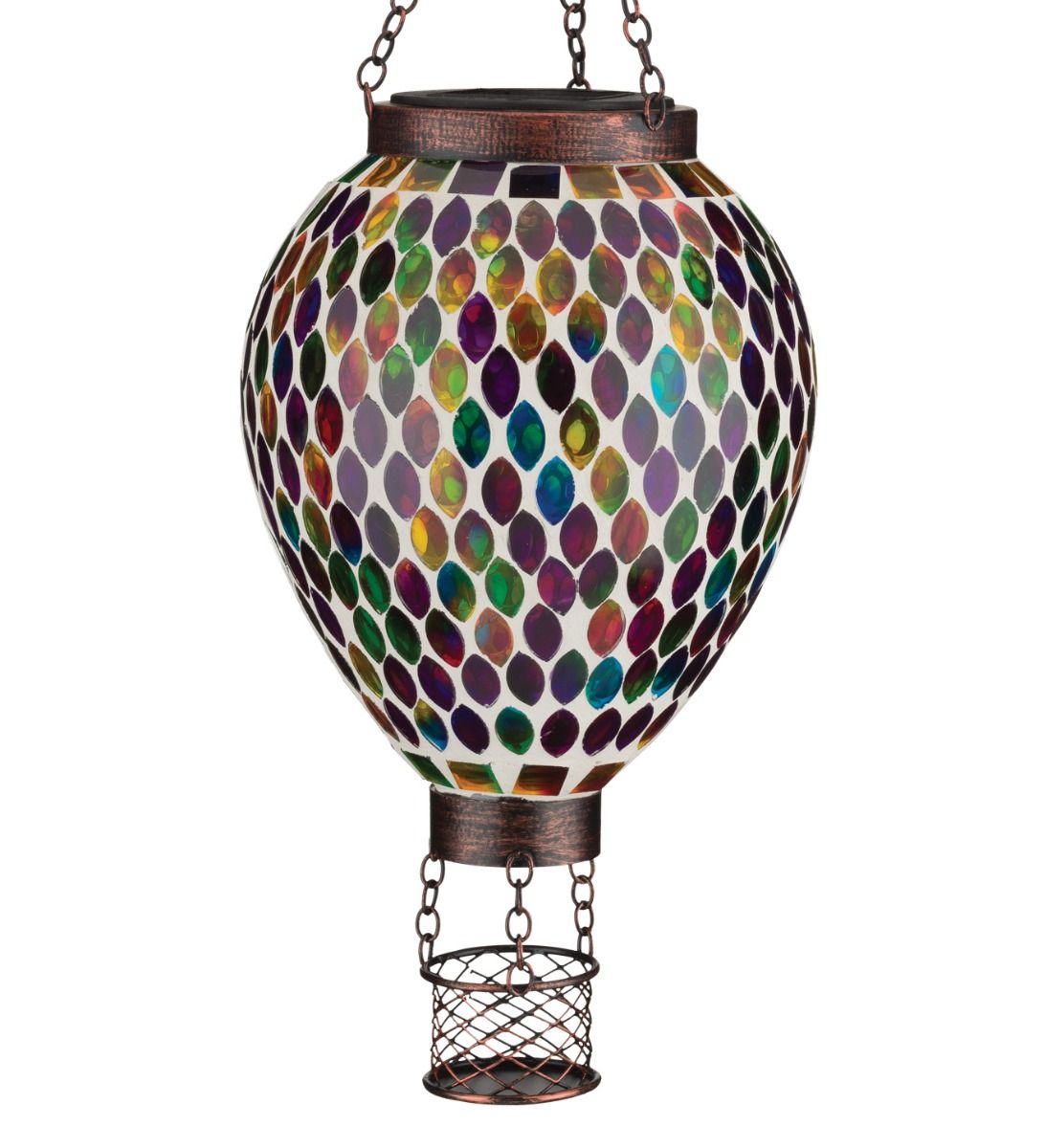 Mosaic Hot Air Balloon Solar Lantern Multi Colored