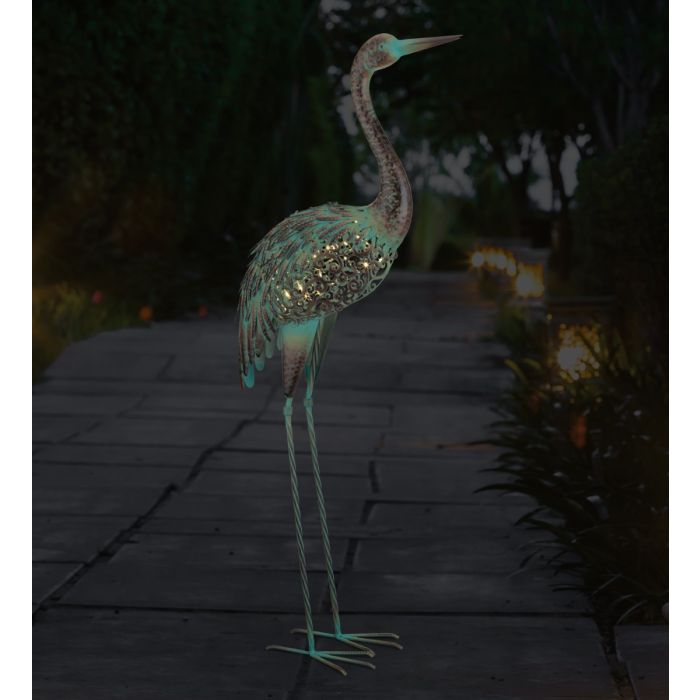 Patina Solar Crane Decor