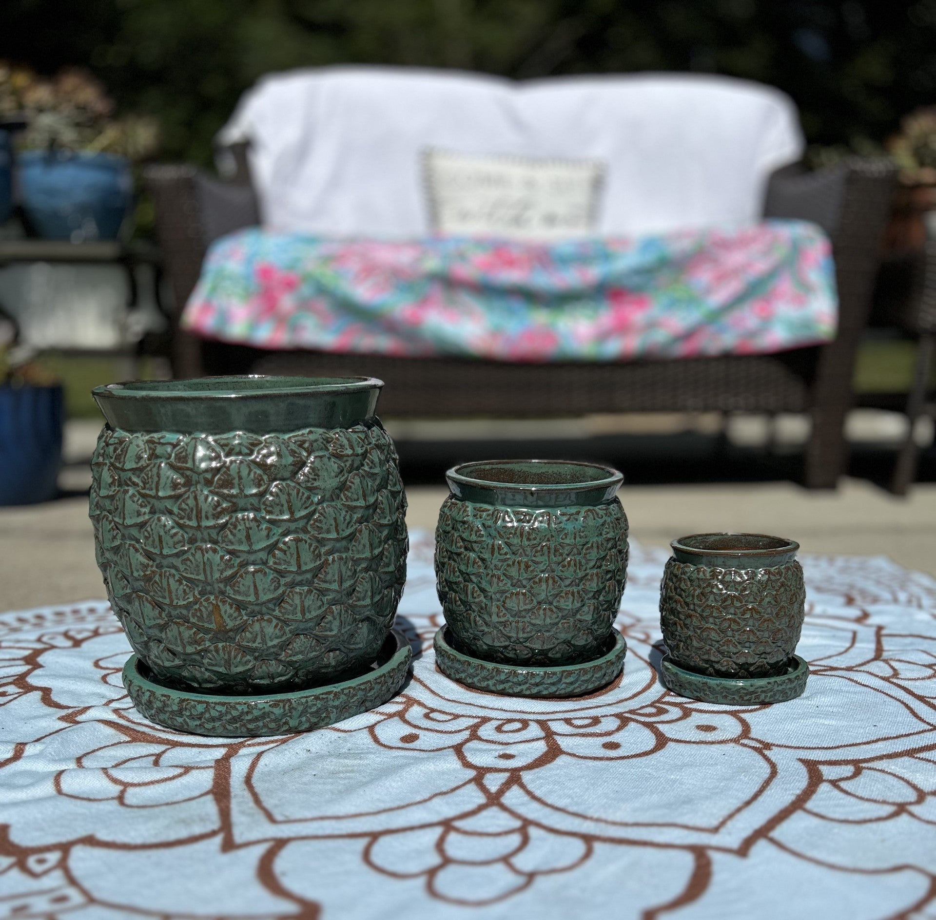 Pineapple Belly Pots - Country Green
