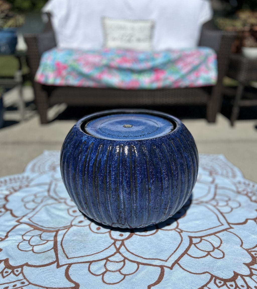 Stripe Ball Fountain with LED Light - Blue