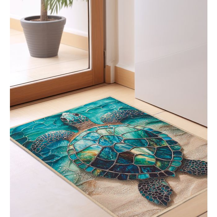 Sea Glass Turtle Area Rug 24" x 36"