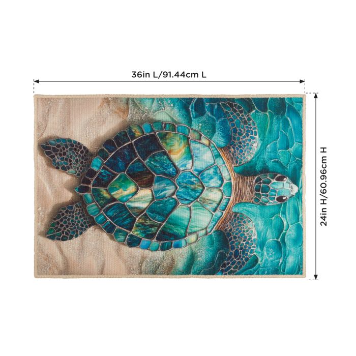 Sea Glass Turtle Area Rug 24" x 36"