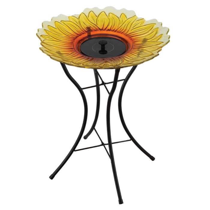 18" Solar Fountain/Birdbath with Stand - Sunflower