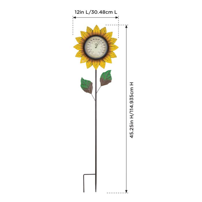 Flower Thermometer Stake - Yellow